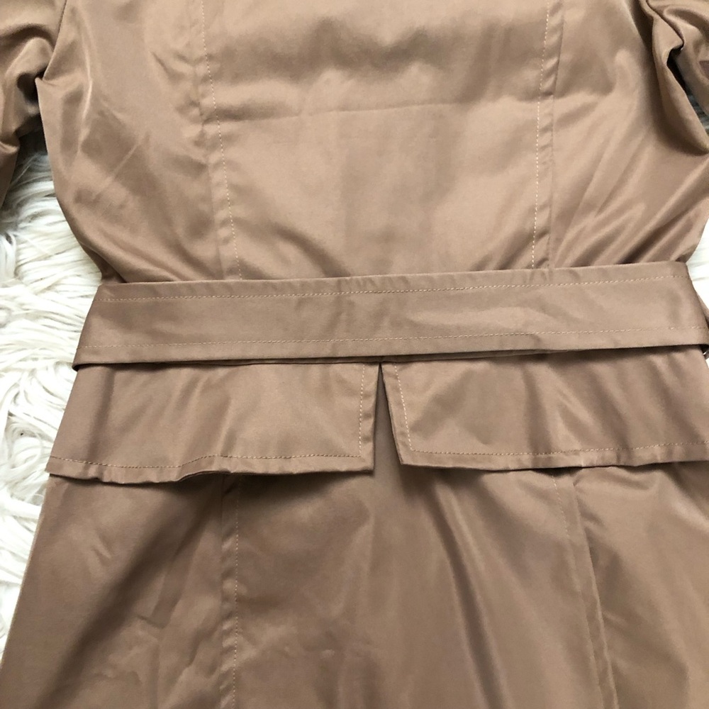 Plenty by Tracy Reese Corin Peplum Belted Brown Tan Trench Coat Jacket size S - Picture 12 of 16